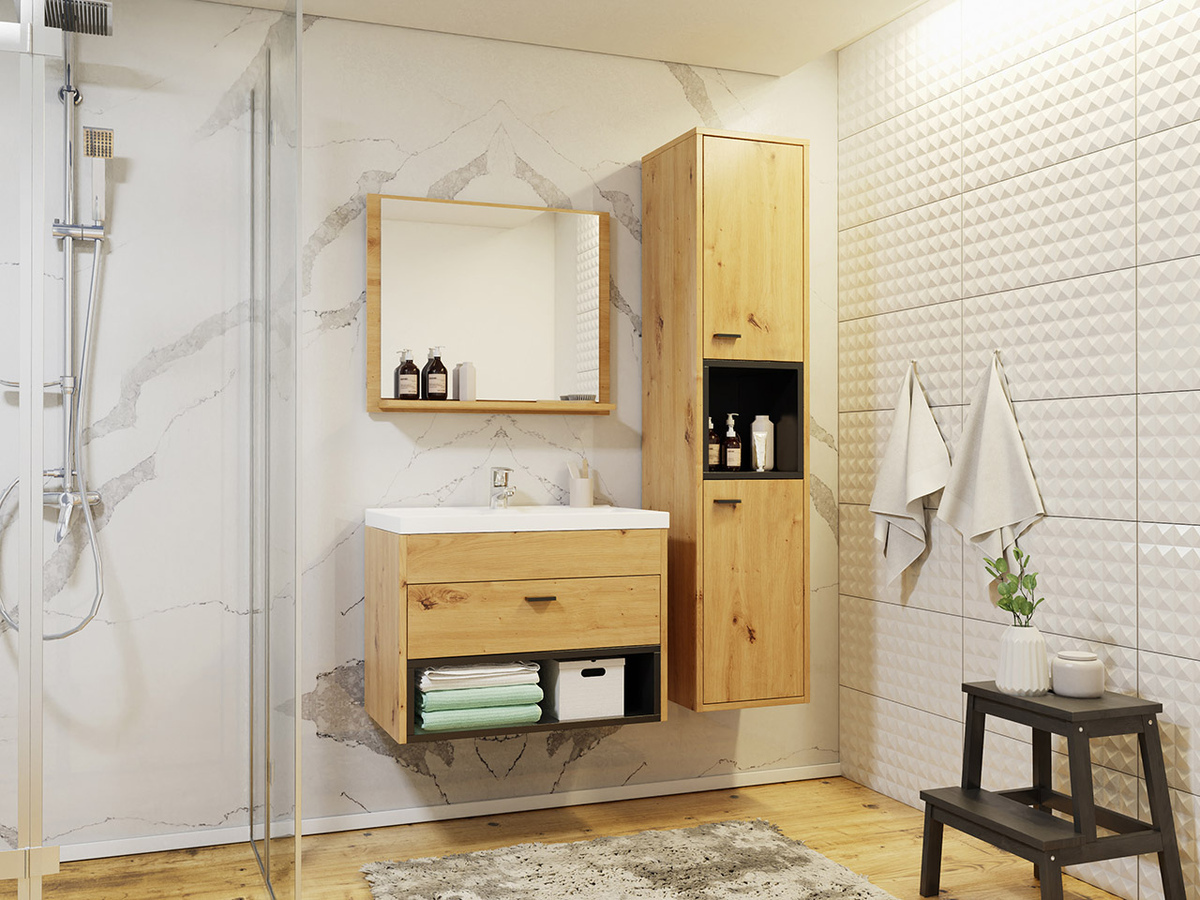 Set bagno Velum I (Rovere Artisan + Nero)