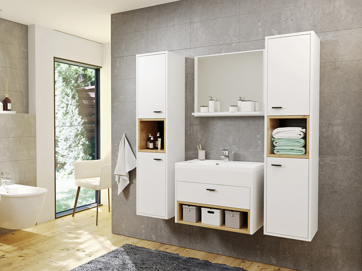 Set bagno Velum II (Bianco + Rovere Artisan)