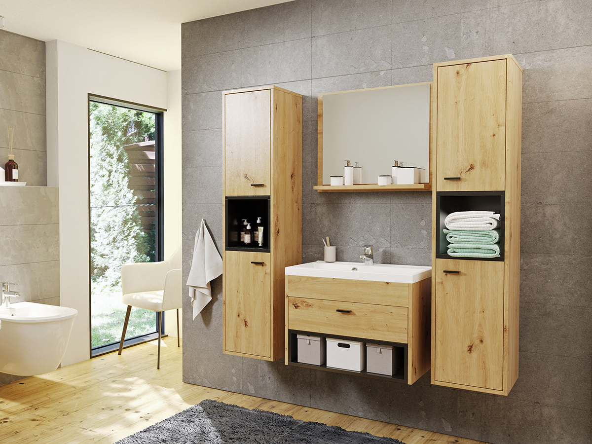 Set bagno Velum II (Rovere Artisan + Nero)