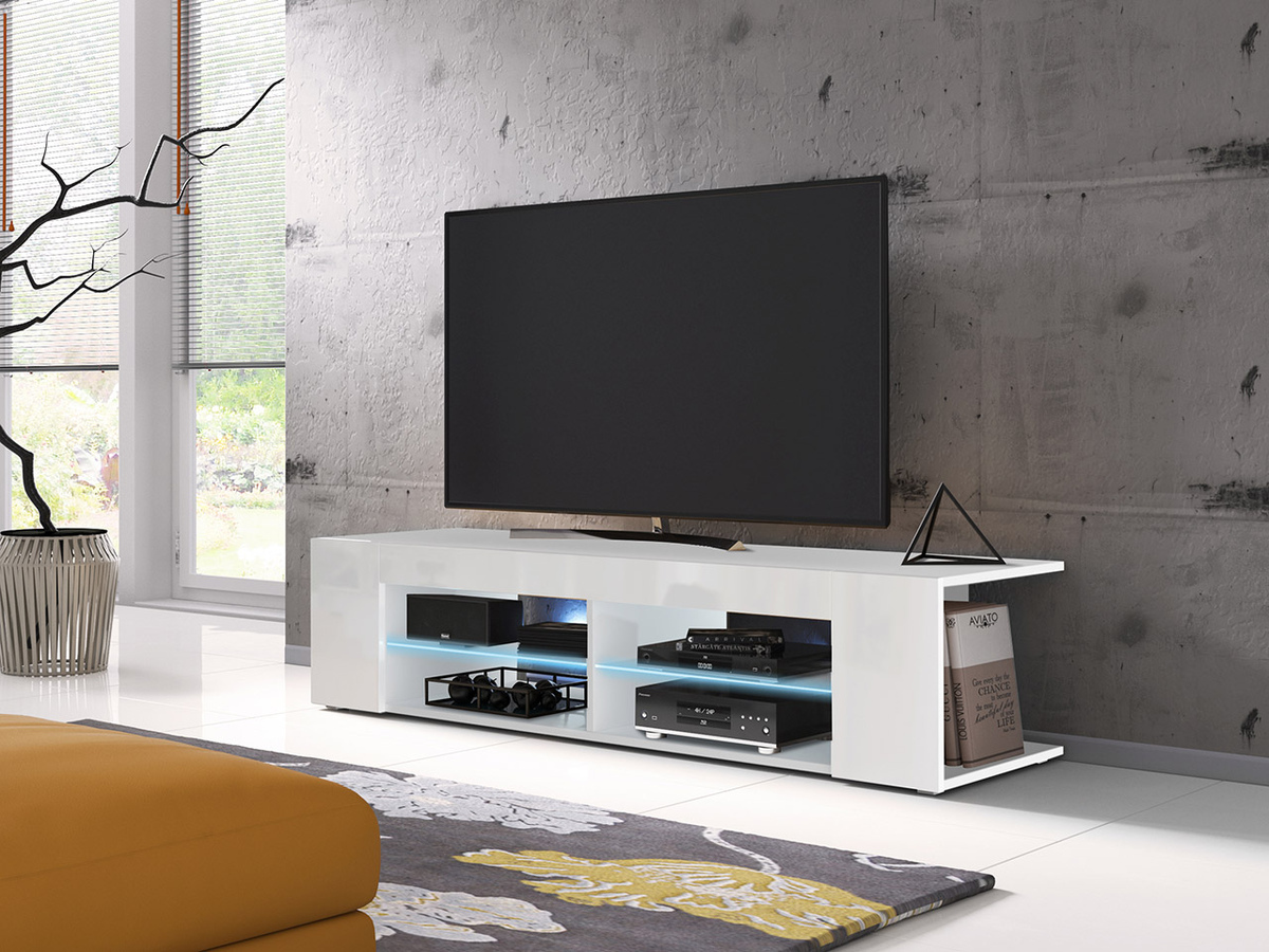 Mobile porta TV Ver I (Bianco + Bianco lucido)