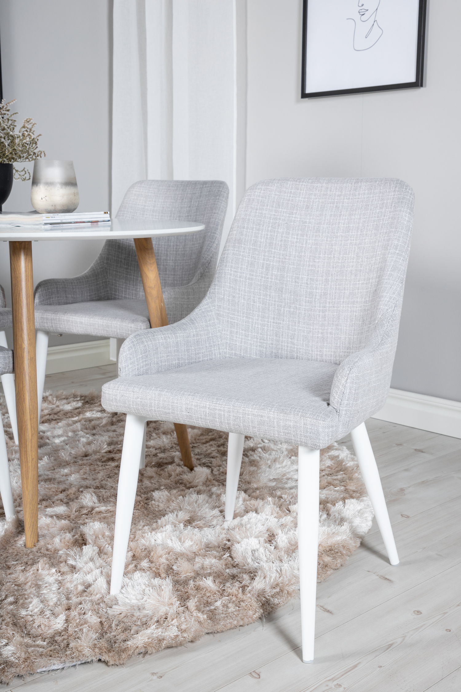 Set sala da pranzo Dallas 299 (Grigio chiaro + Bianco)