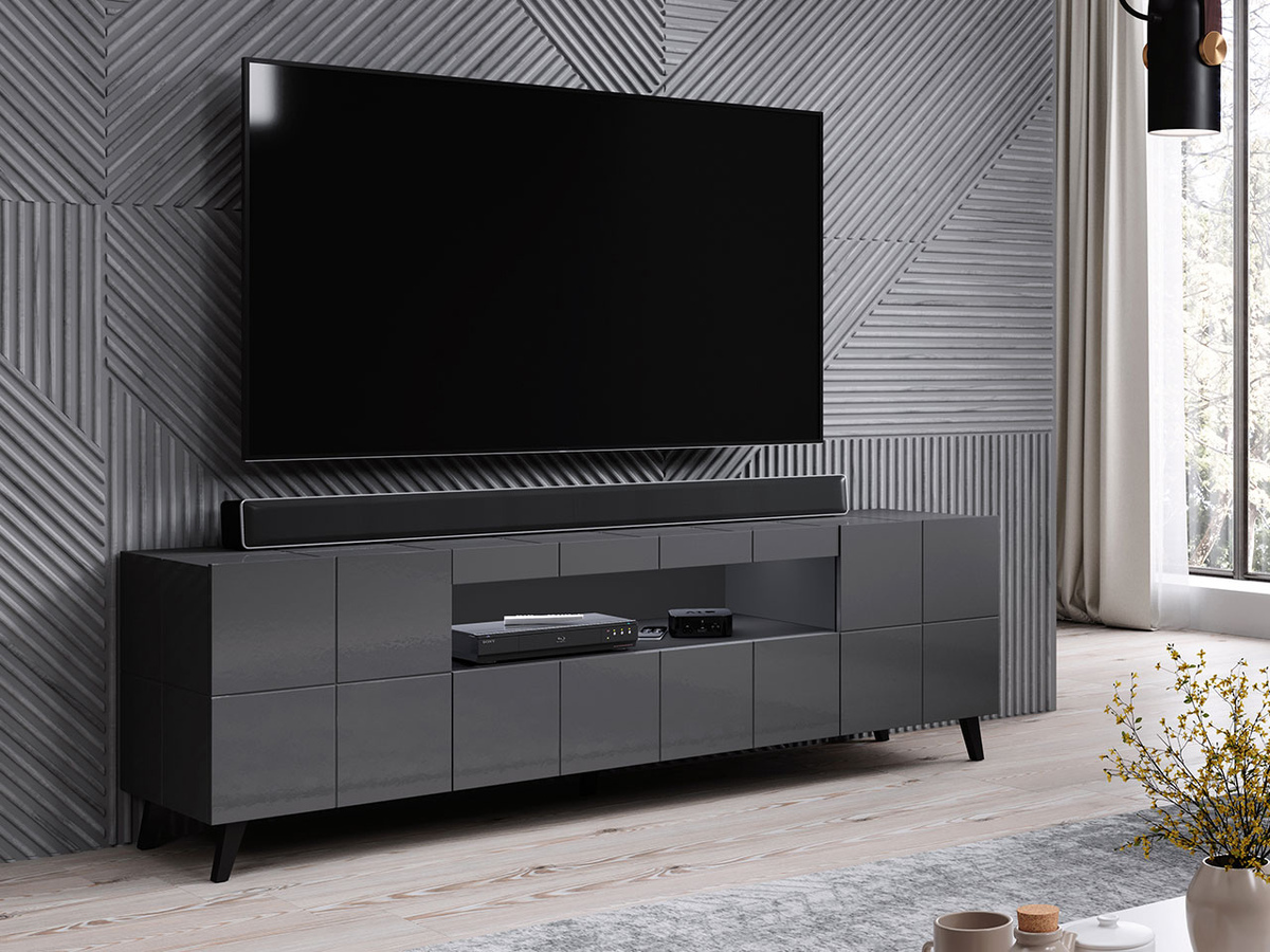Mobile porta TV Charlotte 131 (Grigio lucido)