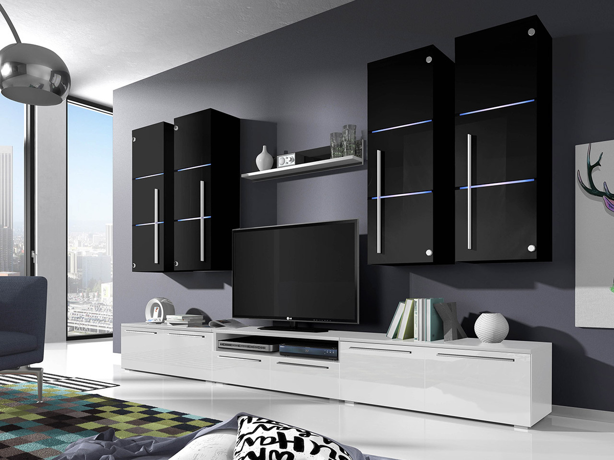 Parete attrezzata Flos (Bianco + Bianco lucido)