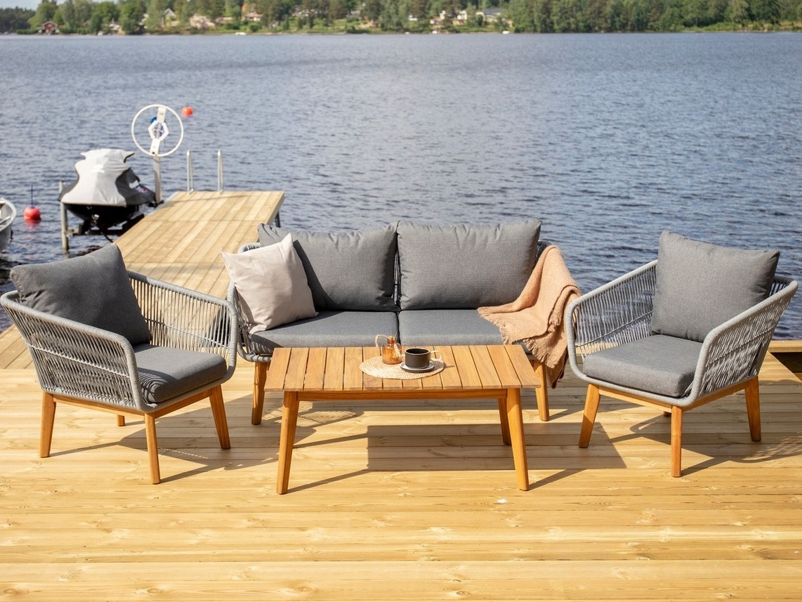 Mobili da giardino Dallas 661 (Grigio + Acacia)