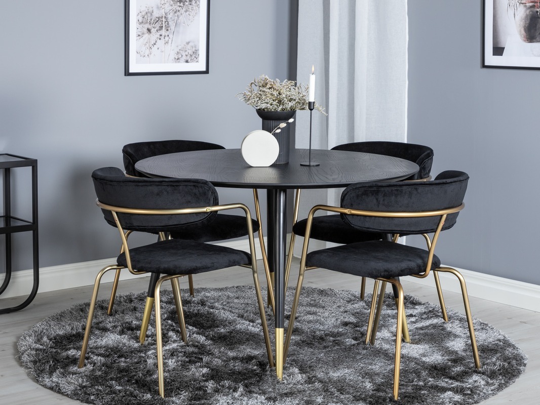 Set sala da pranzo Dallas 1180 (Nero + D'oro)