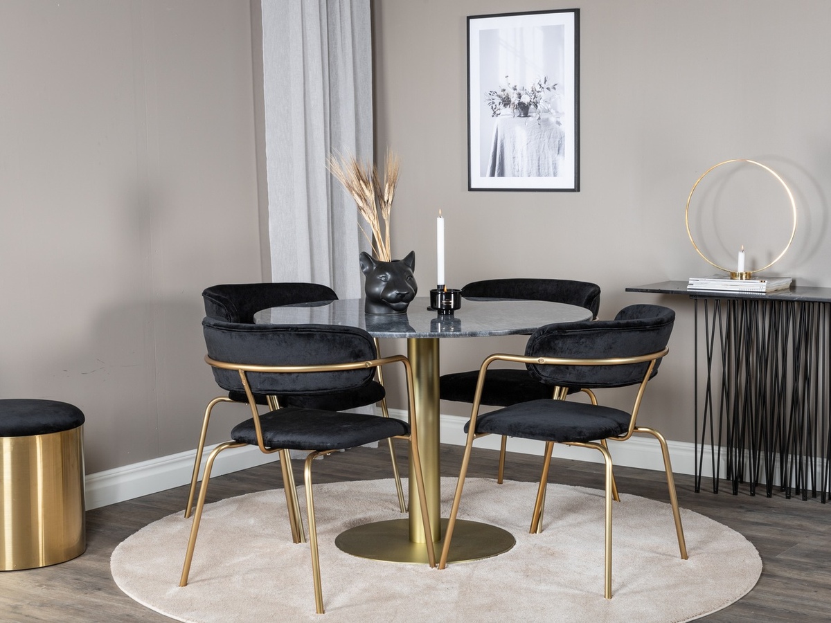 Set sala da pranzo Dallas 1208 (Nero + D'oro)