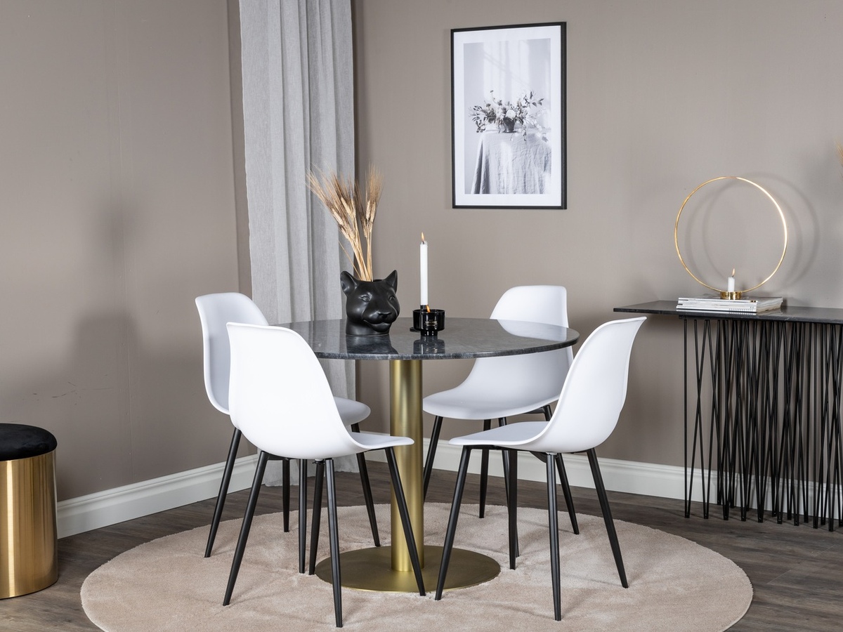Set sala da pranzo Dallas 1214 (Bianco + Nero)