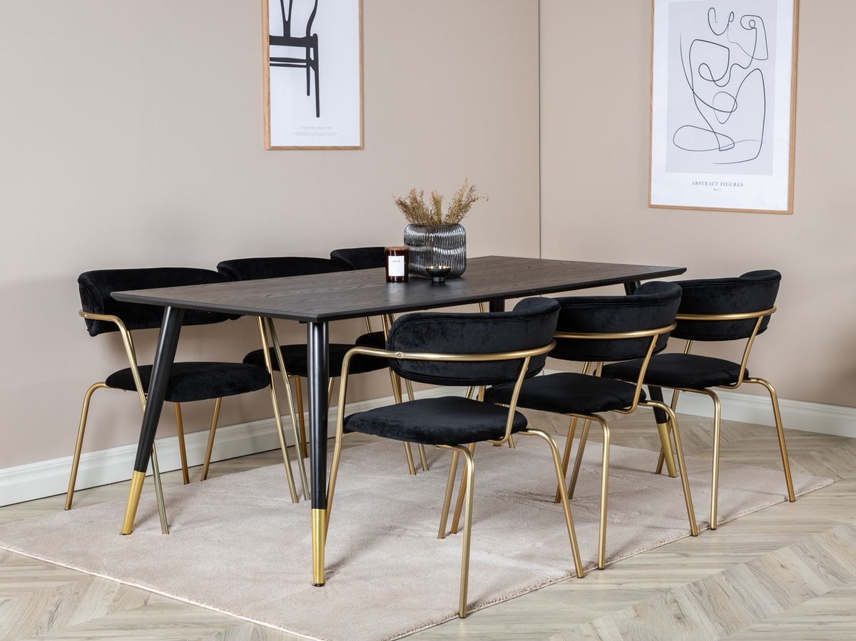 Set sala da pranzo Dallas 1258 (Nero + D'oro)