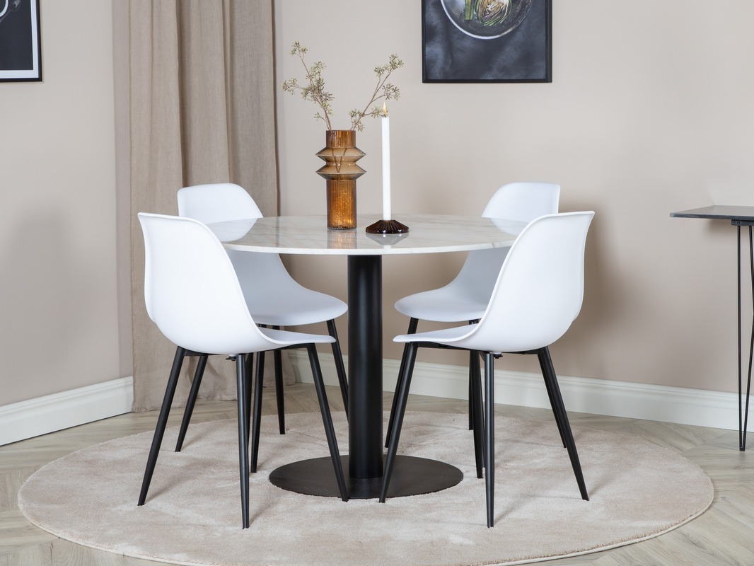 Set sala da pranzo Dallas 1304 (Bianco + Nero)