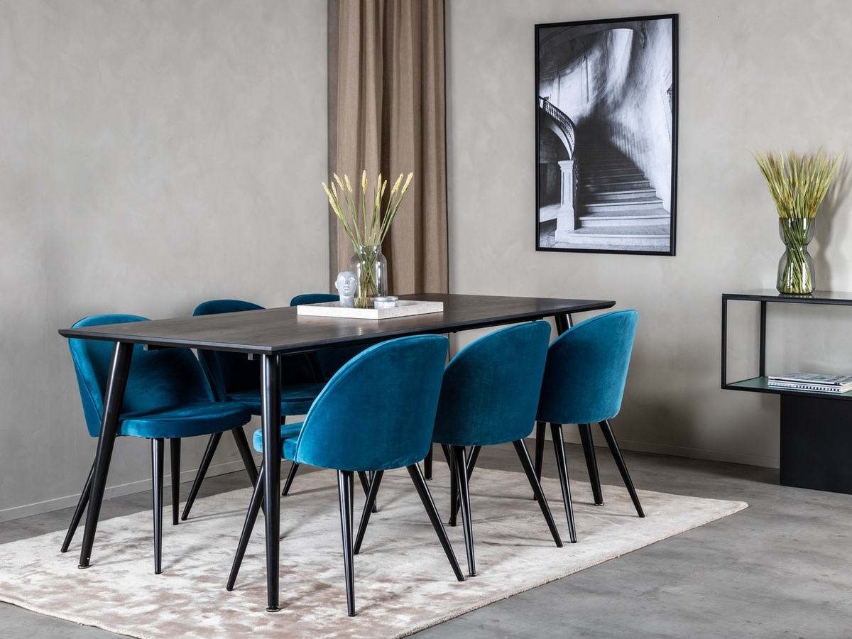 Set sala da pranzo Dallas 1335 (Blu + Nero)