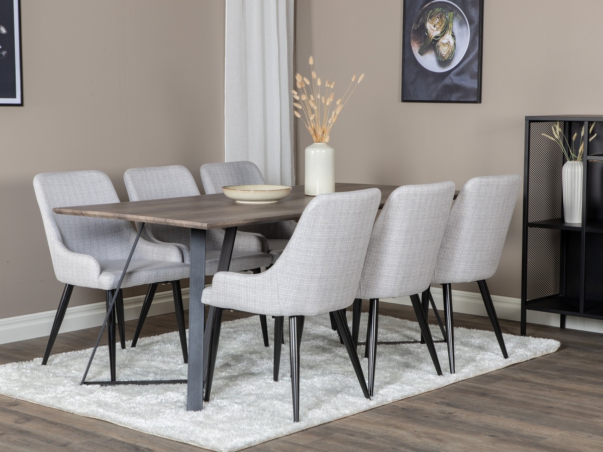 Set sala da pranzo Dallas 1345 (Grigio chiaro + Nero)