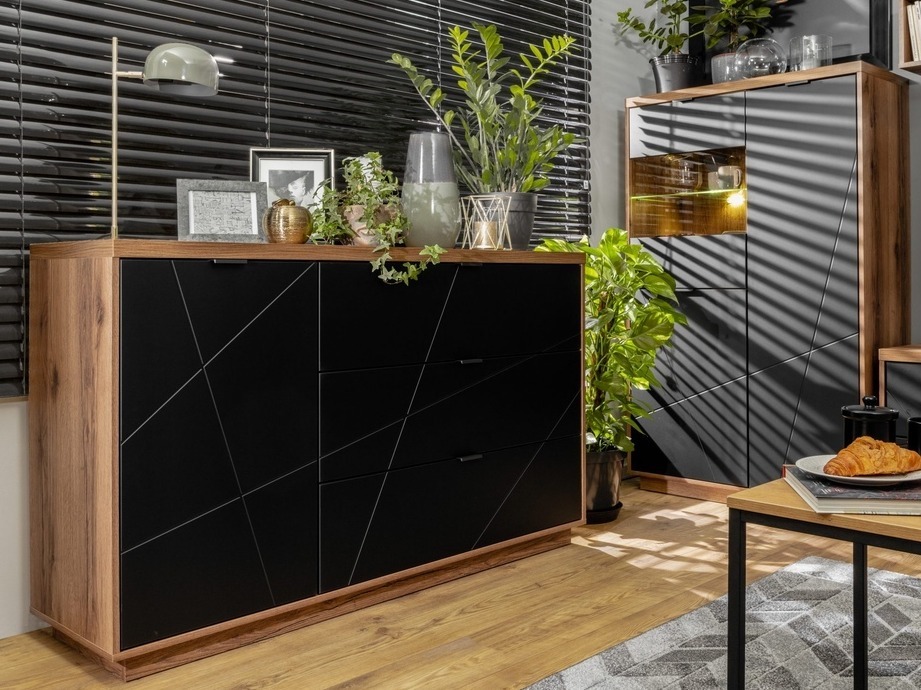 Cassettiera Fivale 100 (Rovere delano scuro + Nero opaco)