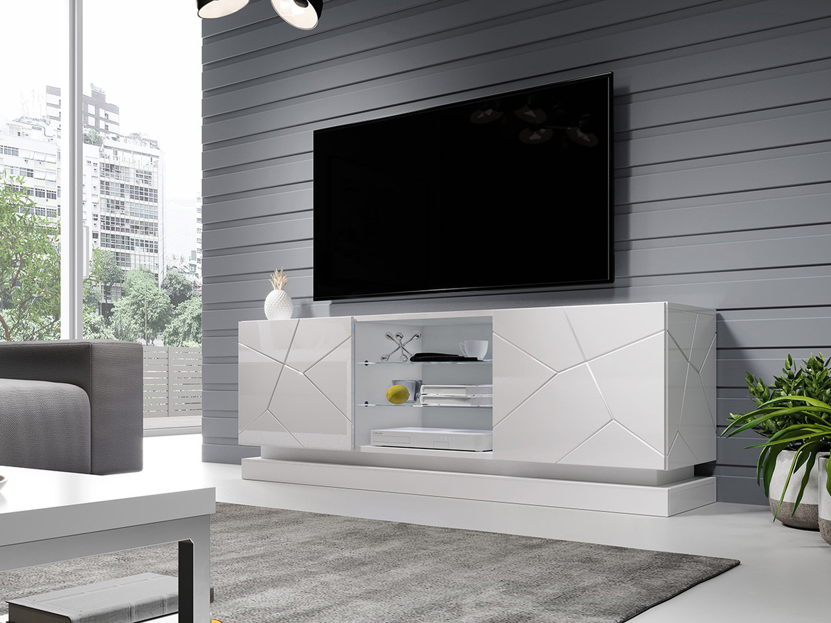 Mobile porta TV Linar (Bianco + Bianco lucido)