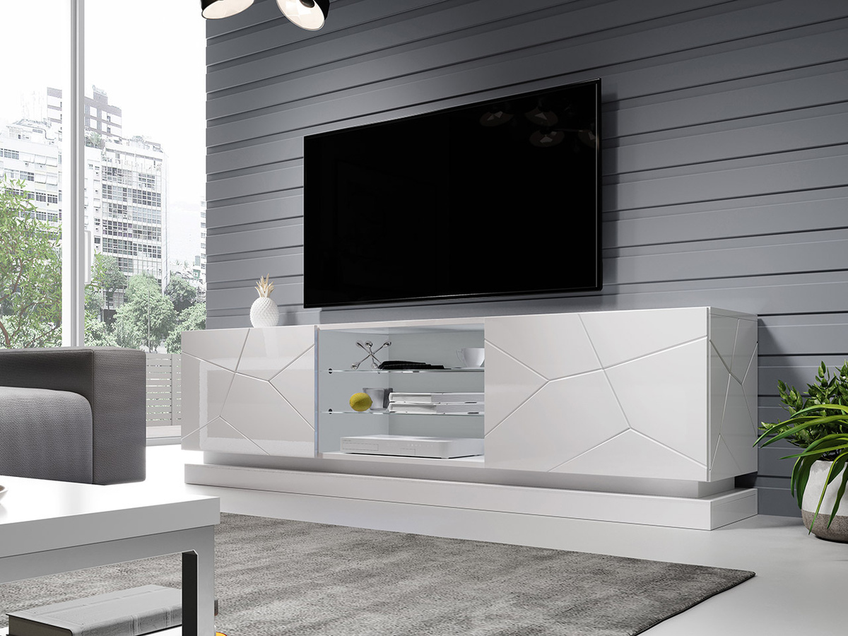 Mobile porta TV Linar I (Bianco + Bianco lucido)