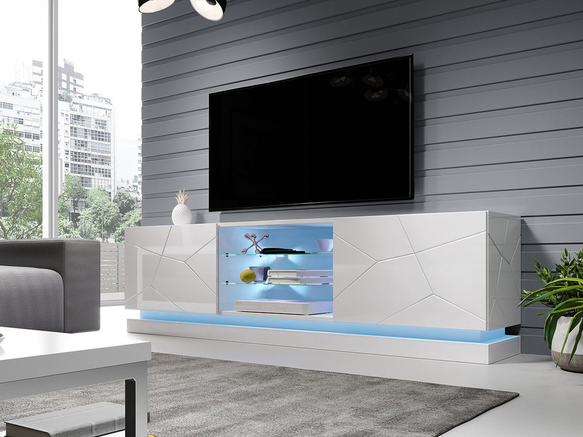 Mobile porta TV Linar I (Bianco + Bianco lucido)