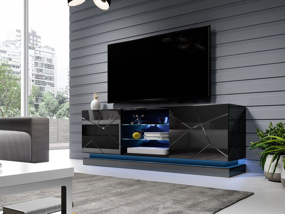 Mobile porta TV Linar (Nero + Nero lucido)