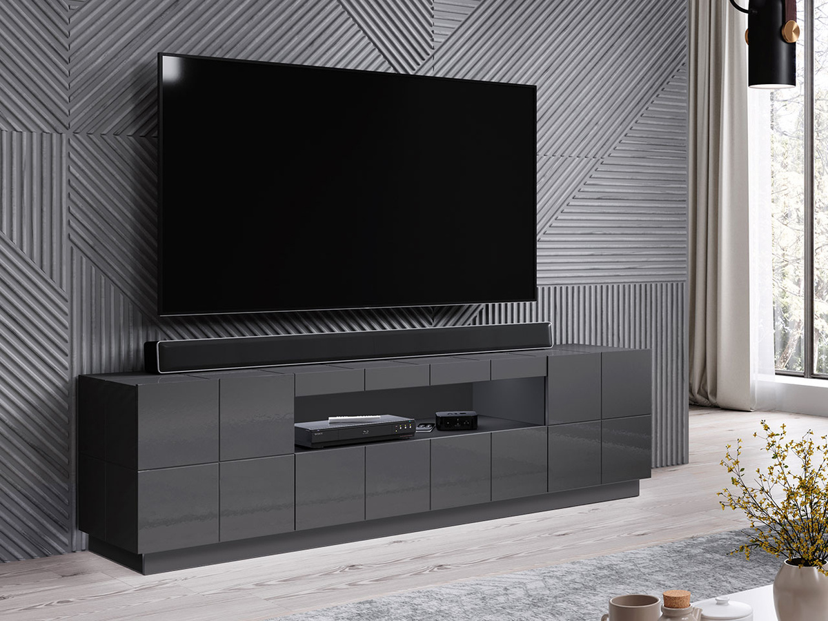 Mobile porta TV Charlotte 131 (Grigio lucido)