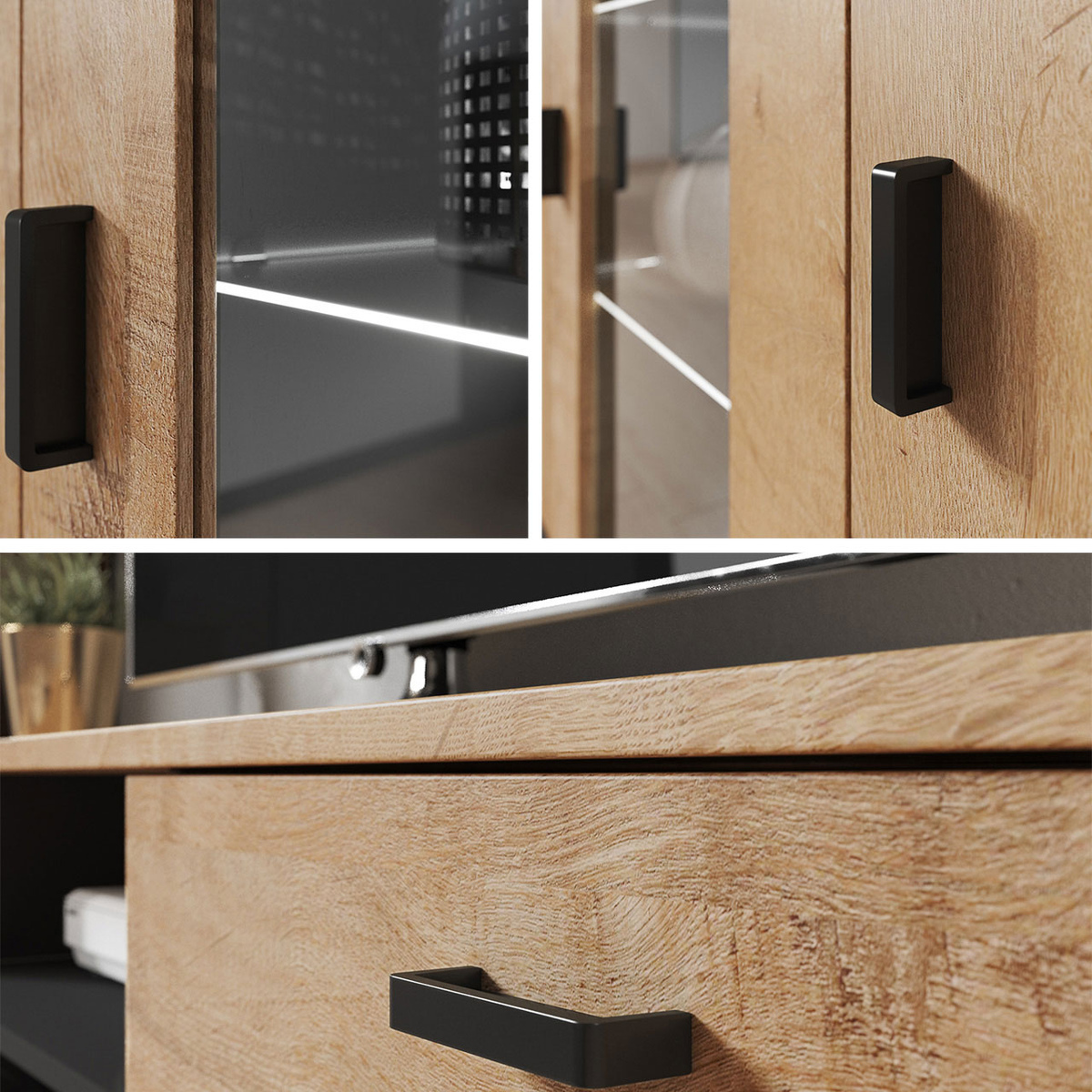 Parete attrezzata Tornola 117 (Bianco + Bianco lucido)