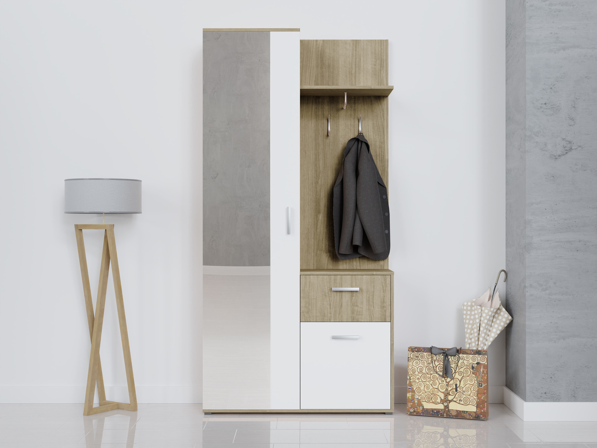 Set arredo da corridoio Pavo (Sonoma quercia + Bianco)