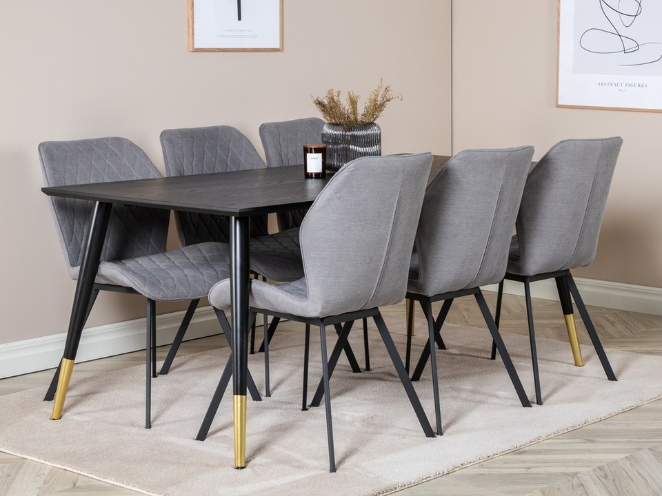 Set sala da pranzo Dallas 2582 (Nero + Ottone)