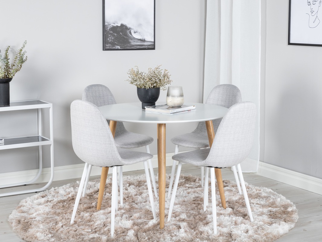 Set sala da pranzo Dallas 291 (Grigio chiaro + Bianco)