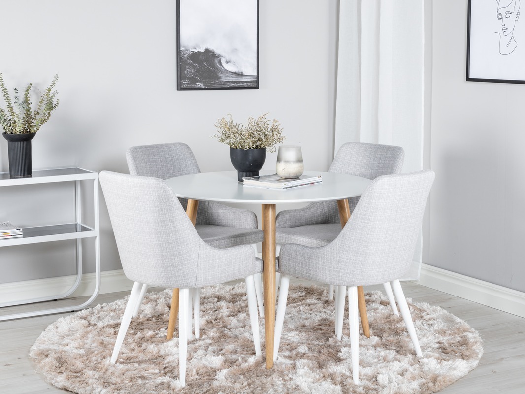 Set sala da pranzo Dallas 299 (Grigio chiaro + Bianco)