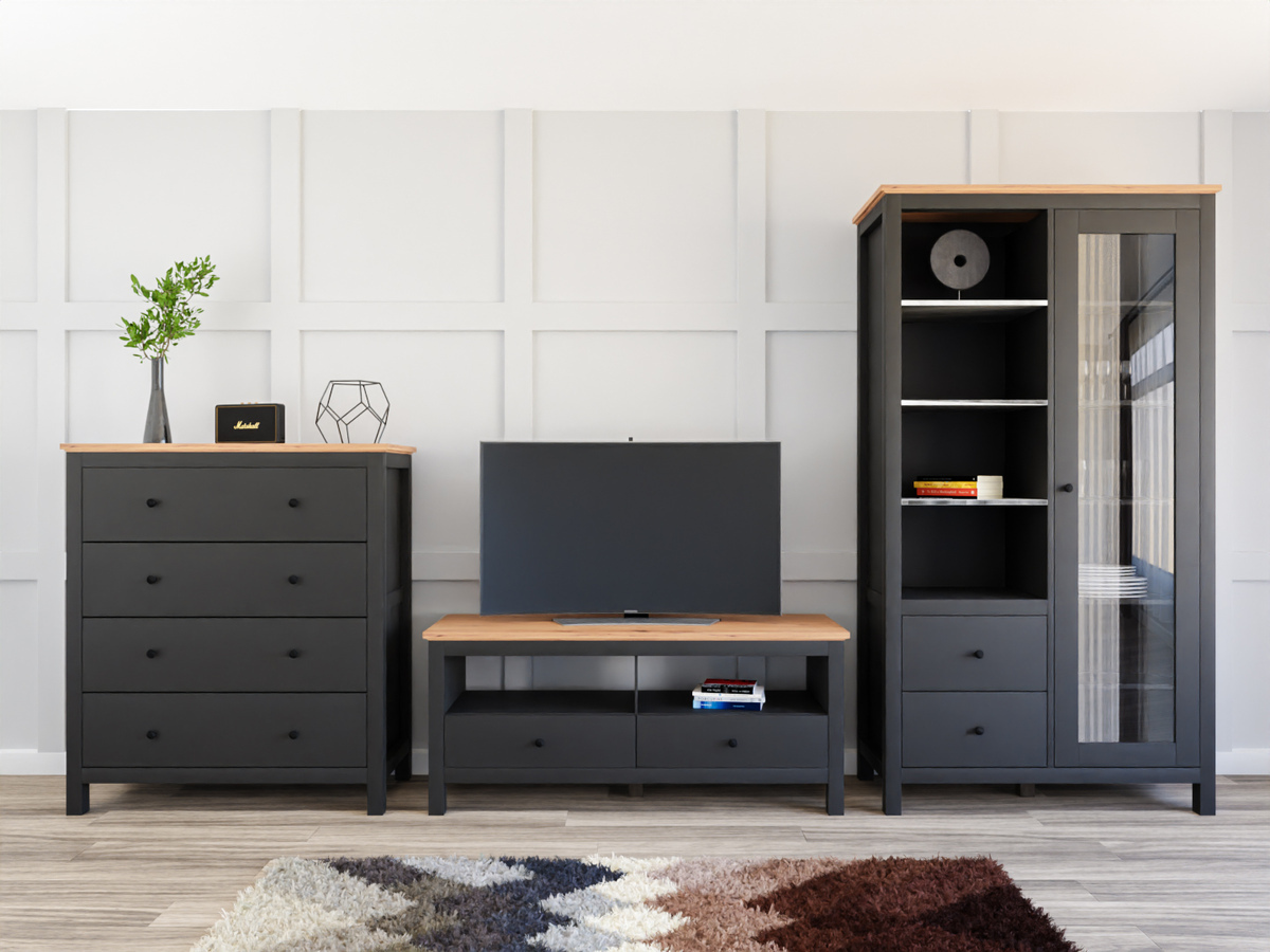 Parete attrezzata Sordoro 125 (Grafite + Rovere Artisan)