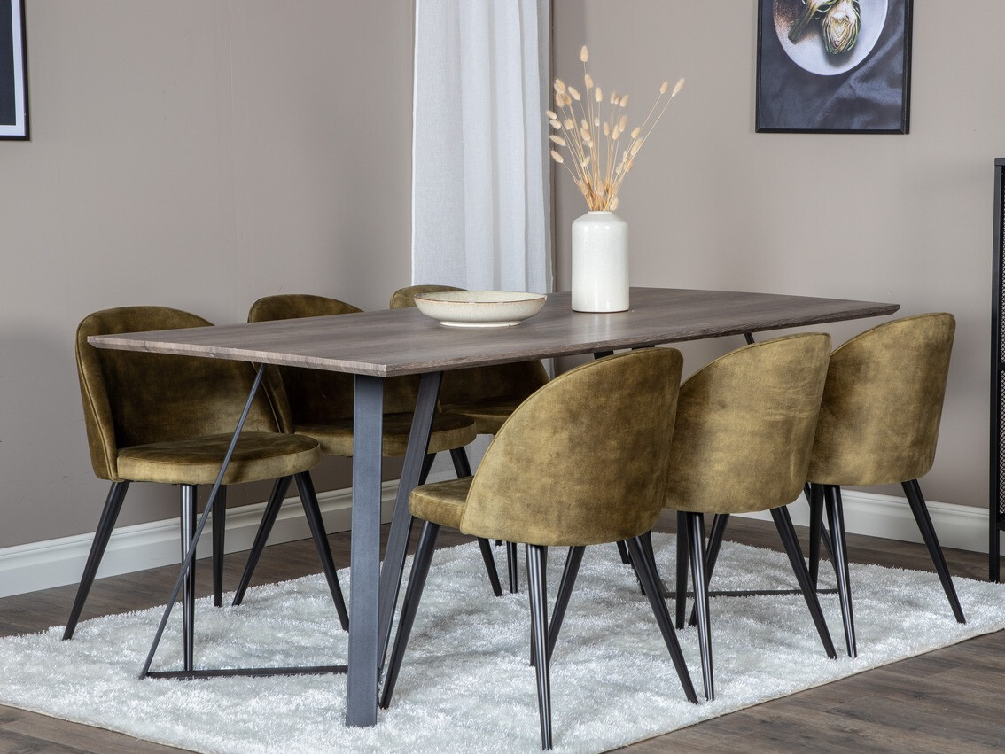 Set sala da pranzo Dallas 340 (Verde polveroso + Nero)