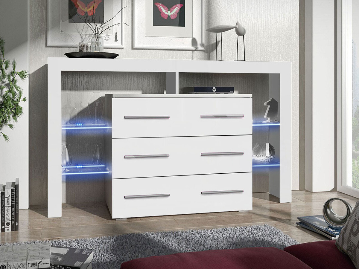 Cassettiera Aestas I (Bianco + Bianco lucido)
