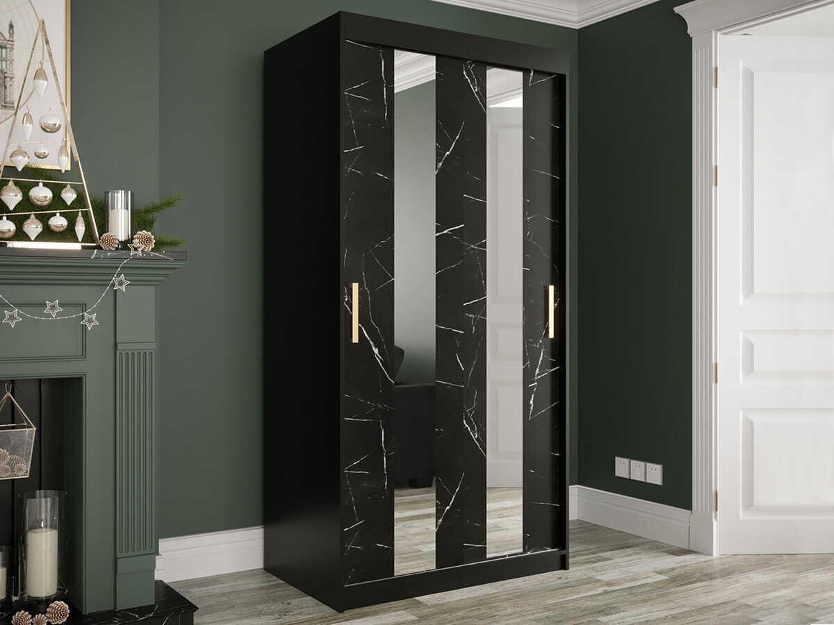 Armadio Hartford 240 (Nero opaco + Marmo nero)