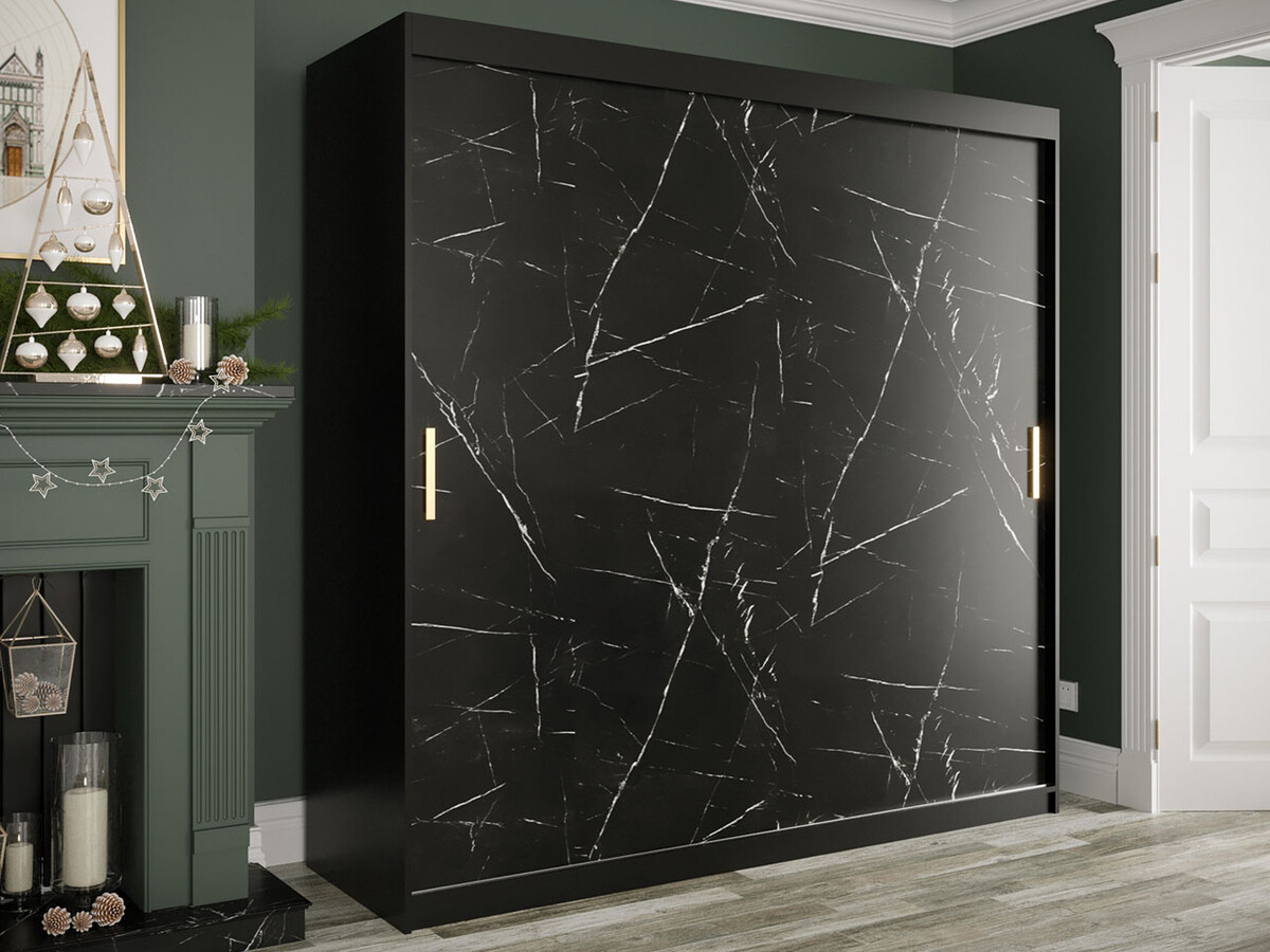 Armadio Hartford 250 (Nero opaco + Marmo nero)
