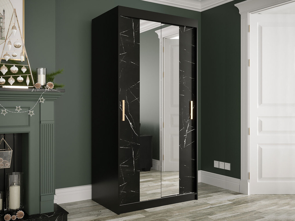 Armadio Hartford 252 (Nero opaco + Marmo nero)