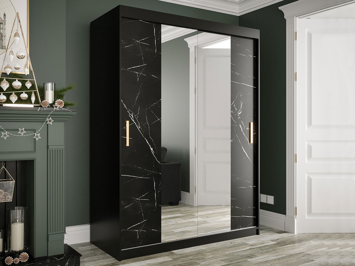 Armadio Hartford 254 (Nero opaco + Marmo nero)