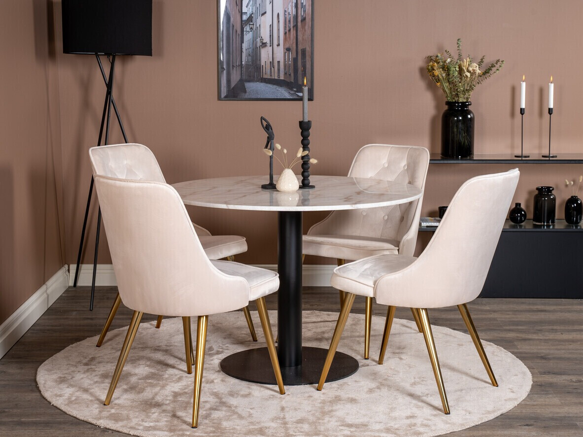Set sala da pranzo Dallas 2570 (Beige + Ottone)