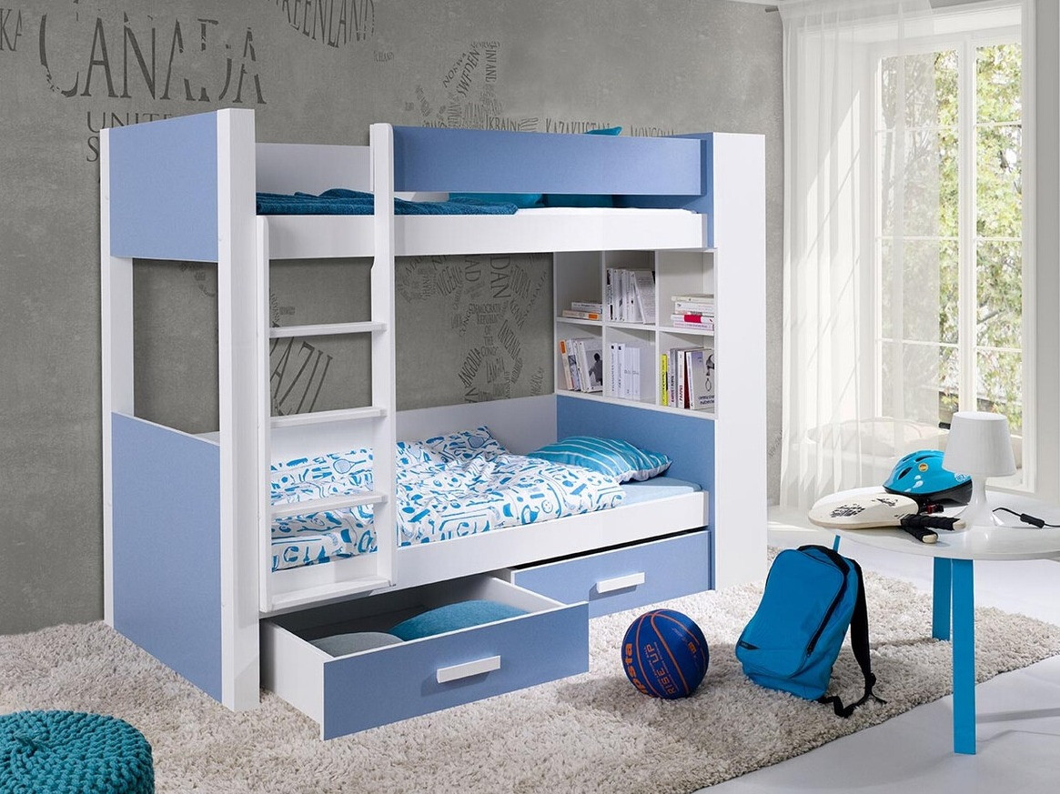 Letto a castello Henderson 141 (Bianco + Blu)