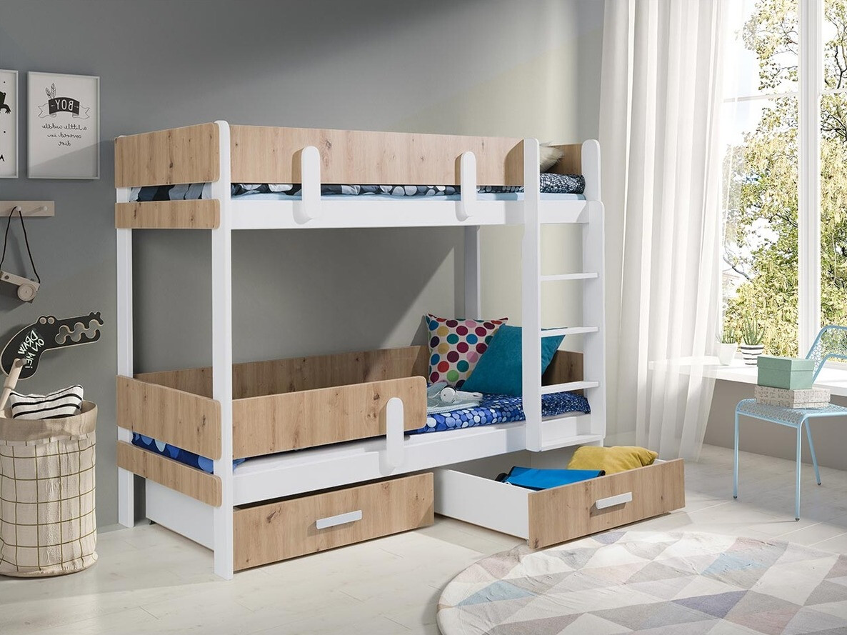 Letto a castello Henderson 144 (Bianco + Rovere Artisan)