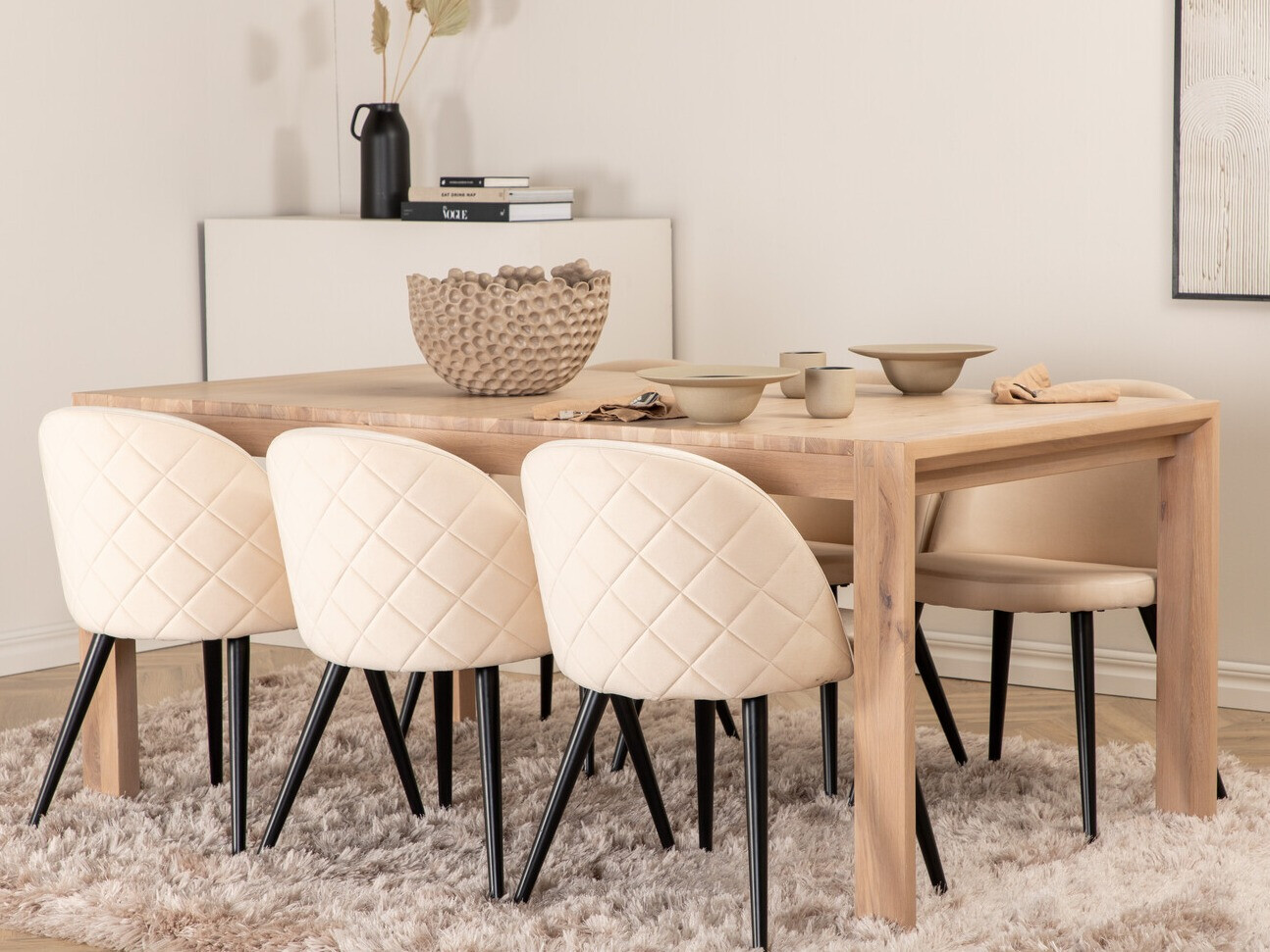Set sala da pranzo Dallas 2952 (Beige + Nero)