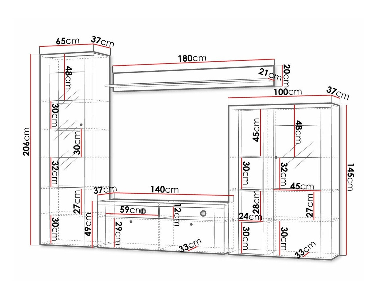 Parete attrezzata Salelbo 100 (Noce)