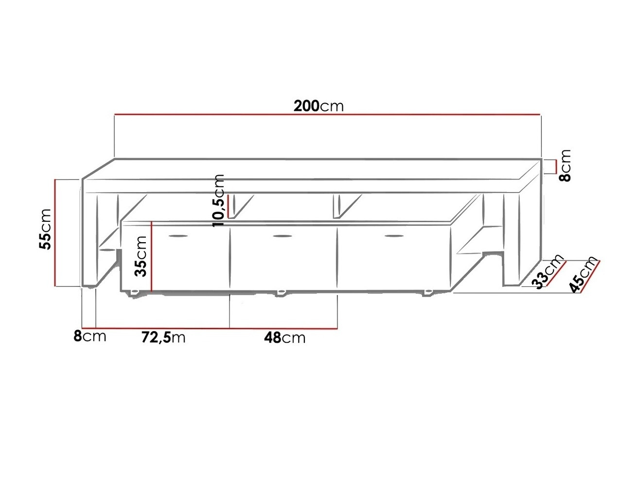Mobile porta TV Arbor (Bianco + Nero lucido)