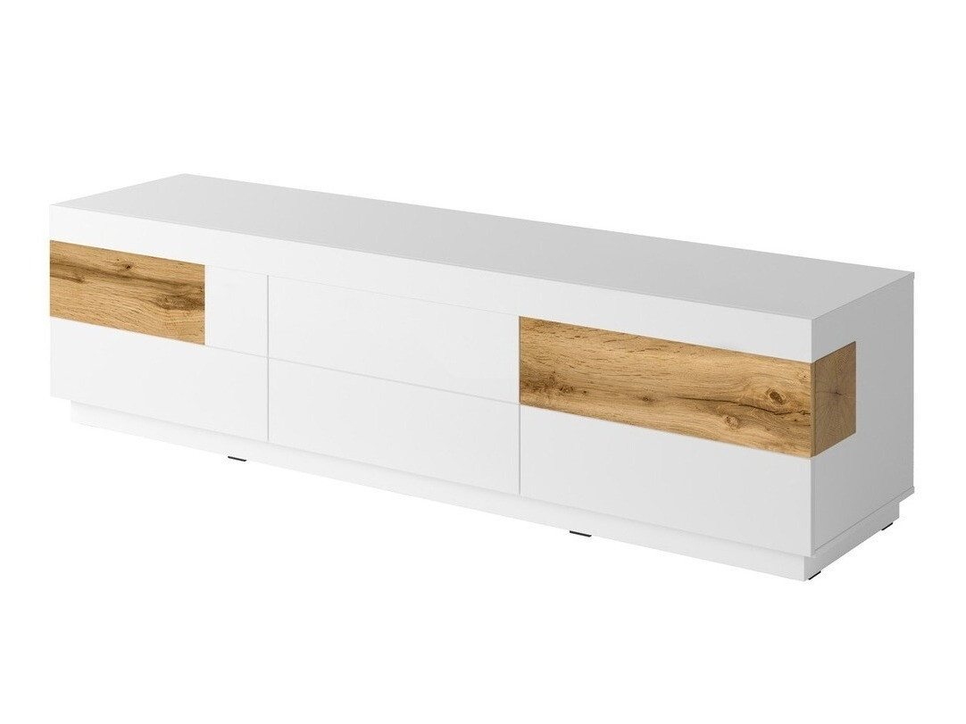 Mobile porta TV Livlore 102 (Bianco + Bianco lucido + Quercia di Wotan)