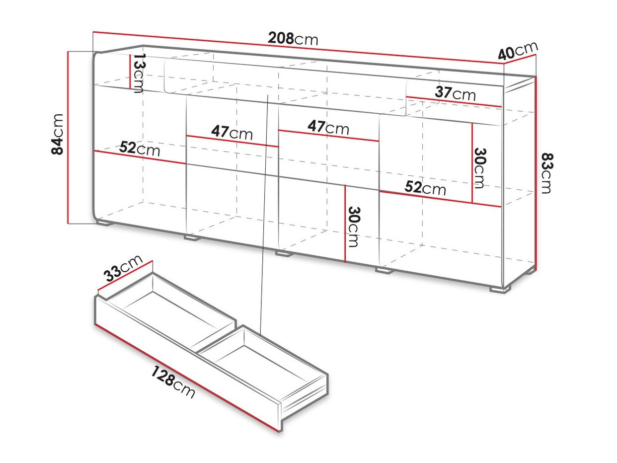 Cassettiera Torsone 102 (Bianco + Bianco lucido + Quercia sanremo)