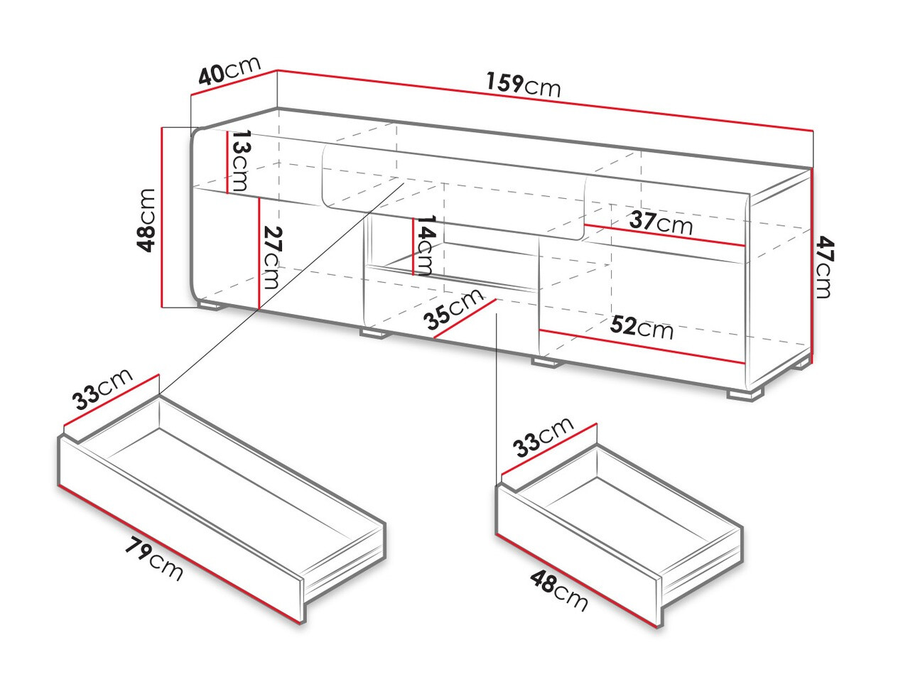 Mobile porta TV Torsone 101 (Antracite + Gloss antracite + Nipote di quercia)