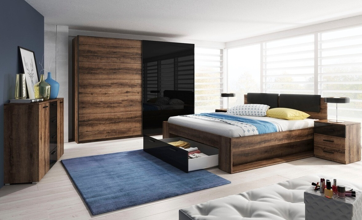 Letto Levruvu 106 (Quercia del Monastery + Nero lucido)