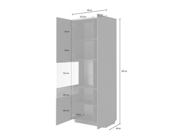 Parete attrezzata Livlore 108 (Bianco + Bianco lucido + Quercia di Wotan)