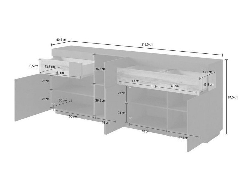 Parete attrezzata Livlore 108 (Matera grigio + Quercia di Wotan)