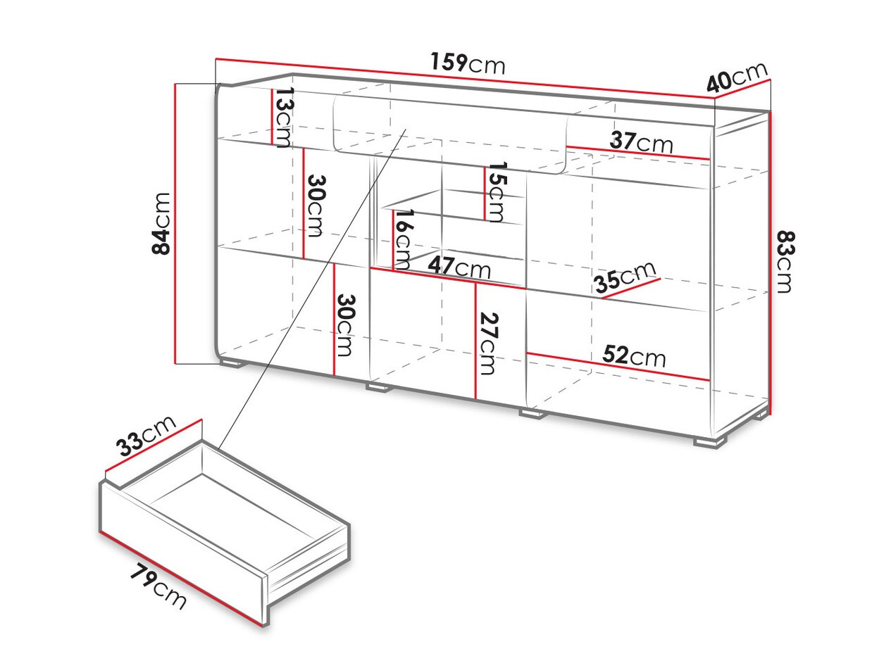 Cassettiera Torsone 108 (Antracite + Gloss antracite + Nipote di quercia)