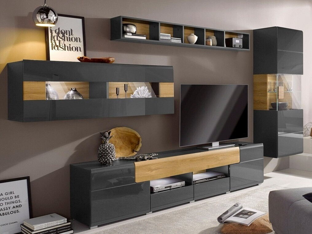 Mensola Torsone 109 (Antracite + Gloss antracite + Nipote di quercia)