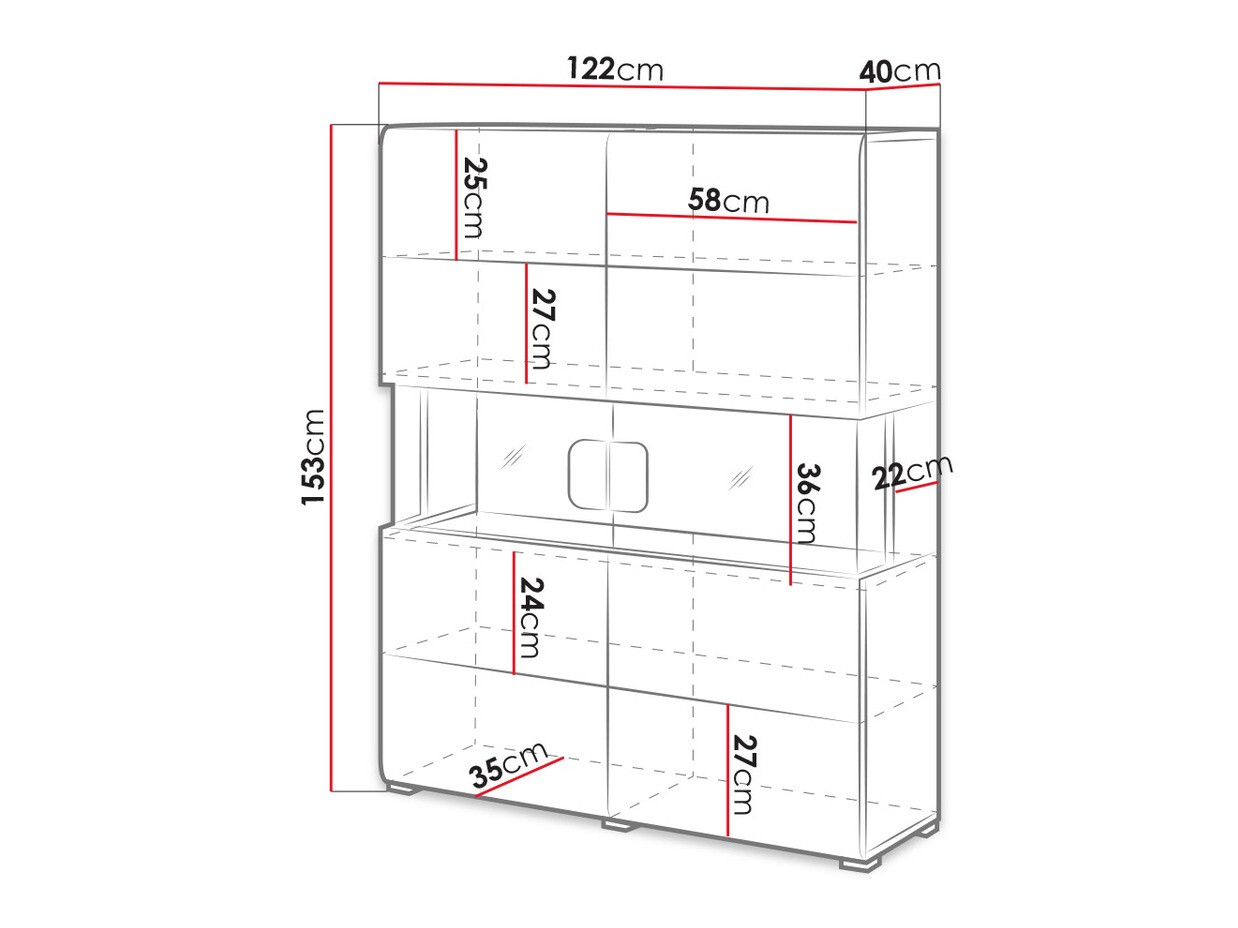 Scaffale Torsone 107 (Antracite + Gloss antracite + Nipote di quercia)