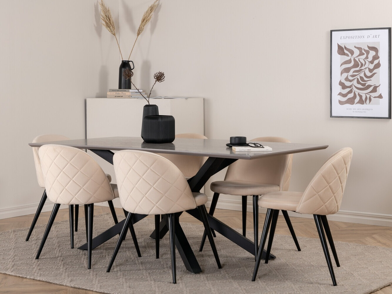 Set sala da pranzo Dallas 3035 (Crema + Nero)