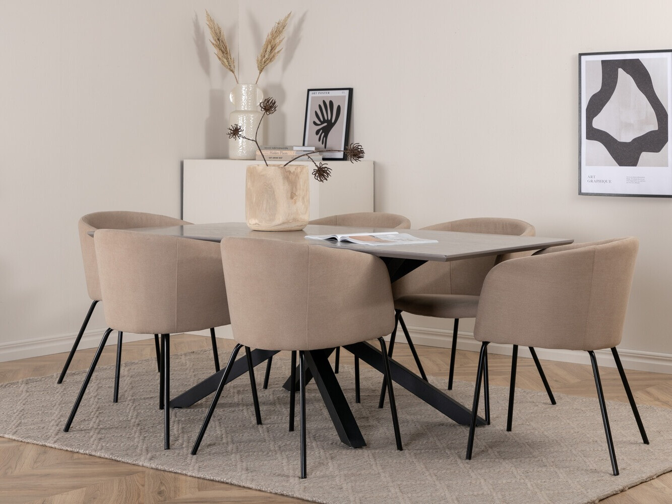 Set sala da pranzo Dallas 3036 (Beige + Nero)